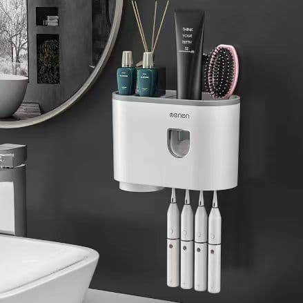 image-Creative Toothbrush Rack Suction Cup Wall Mount Storage