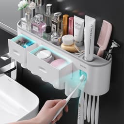 image-Creative Toothbrush Rack Suction Cup Wall Mount Storage