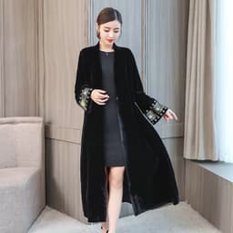 image-Women's Elegant Polyester Cardigan Jacket 4XL Black