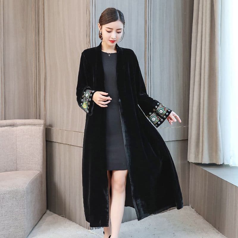 image-Women's Elegant Polyester Cardigan Jacket 4XL Black