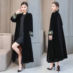 image-Women's Elegant Polyester Cardigan Jacket 4XL Black