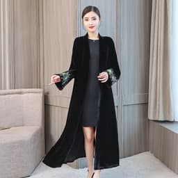image-Women's Elegant Polyester Cardigan Jacket 4XL Black