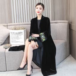 image-Women's Elegant Polyester Cardigan Jacket 4XL Black