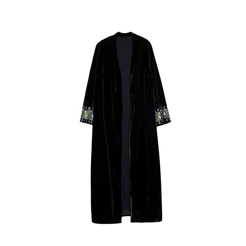 image-Women's Elegant Polyester Cardigan Jacket 4XL Black