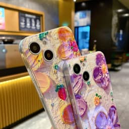 image-iPhone 15 Phone Case with Floral Oil Painting Design