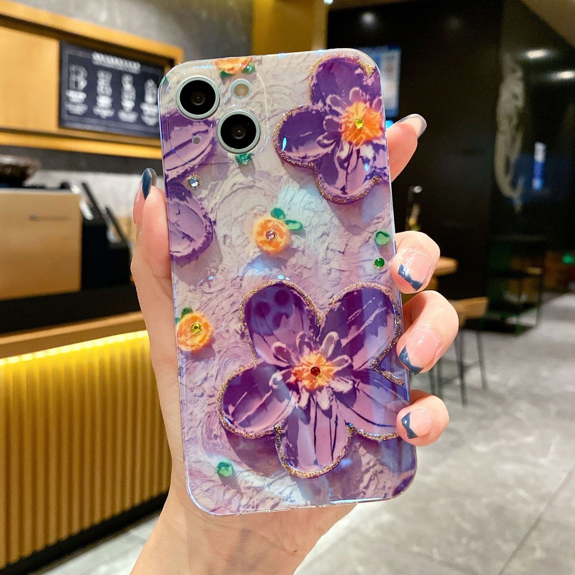 image-iPhone 15 Phone Case with Floral Oil Painting Design