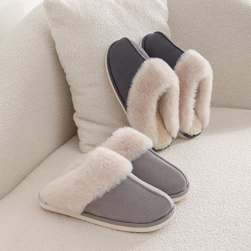 image-Winter Korean Suede Cotton Slippers, Unisex