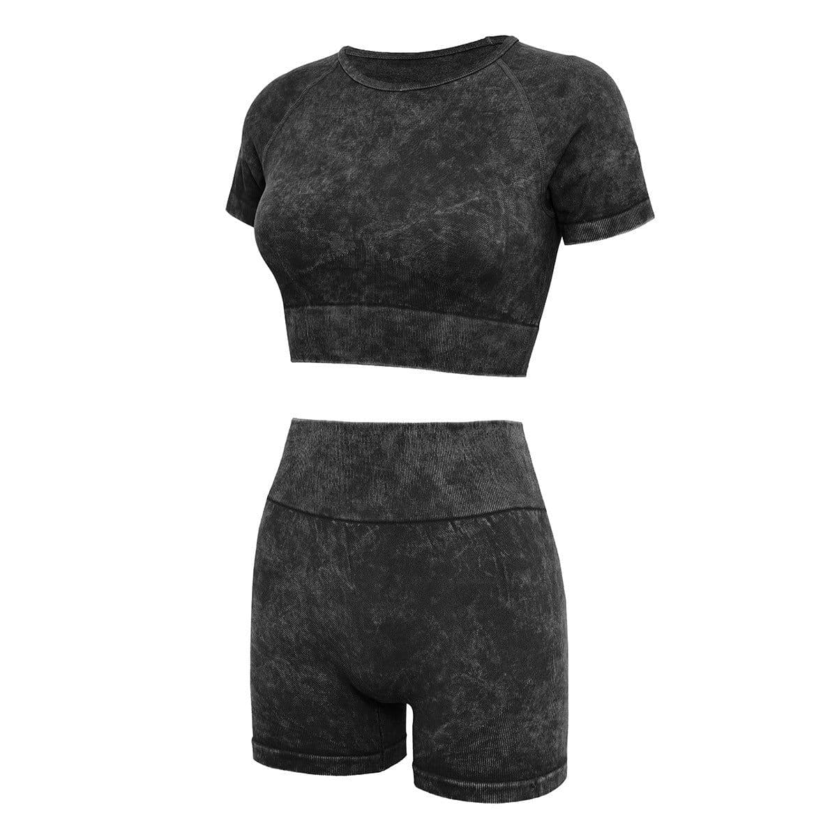 image-Women's Yoga Shorts Set Short Sleeve Nylon Fitness Suit