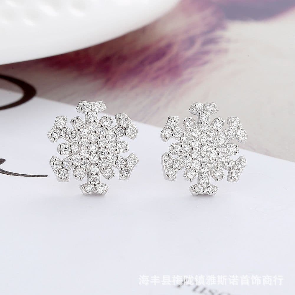 image-Sterling Silver 925 Snowflake Earrings
