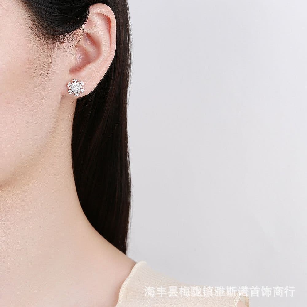image-Sterling Silver 925 Snowflake Earrings