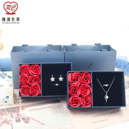 image-Gift Box with 6 Roses & Feather Pattern Window