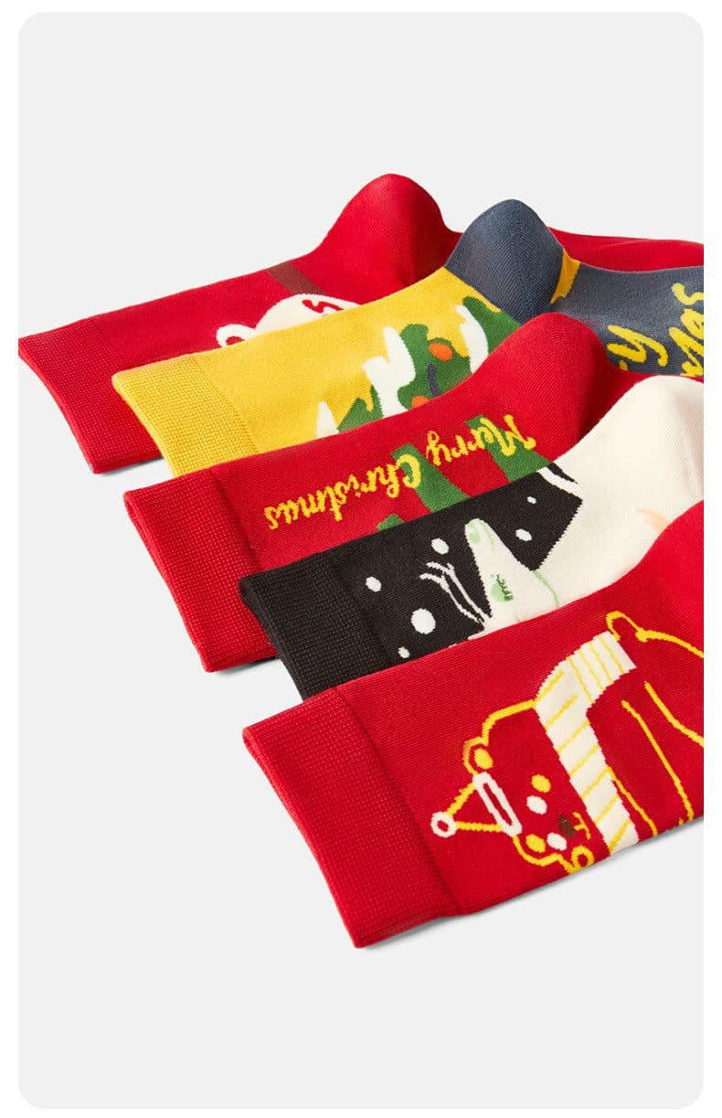 image-Christmas Cartoon Socks Mid-Tube Unisex Combed Cotton