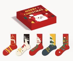 image-Christmas Cartoon Socks Mid-Tube Unisex Combed Cotton
