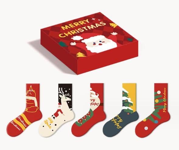 image-Christmas Cartoon Socks Mid-Tube Unisex Combed Cotton