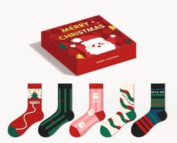 image-Christmas Cartoon Socks Mid-Tube Unisex Combed Cotton