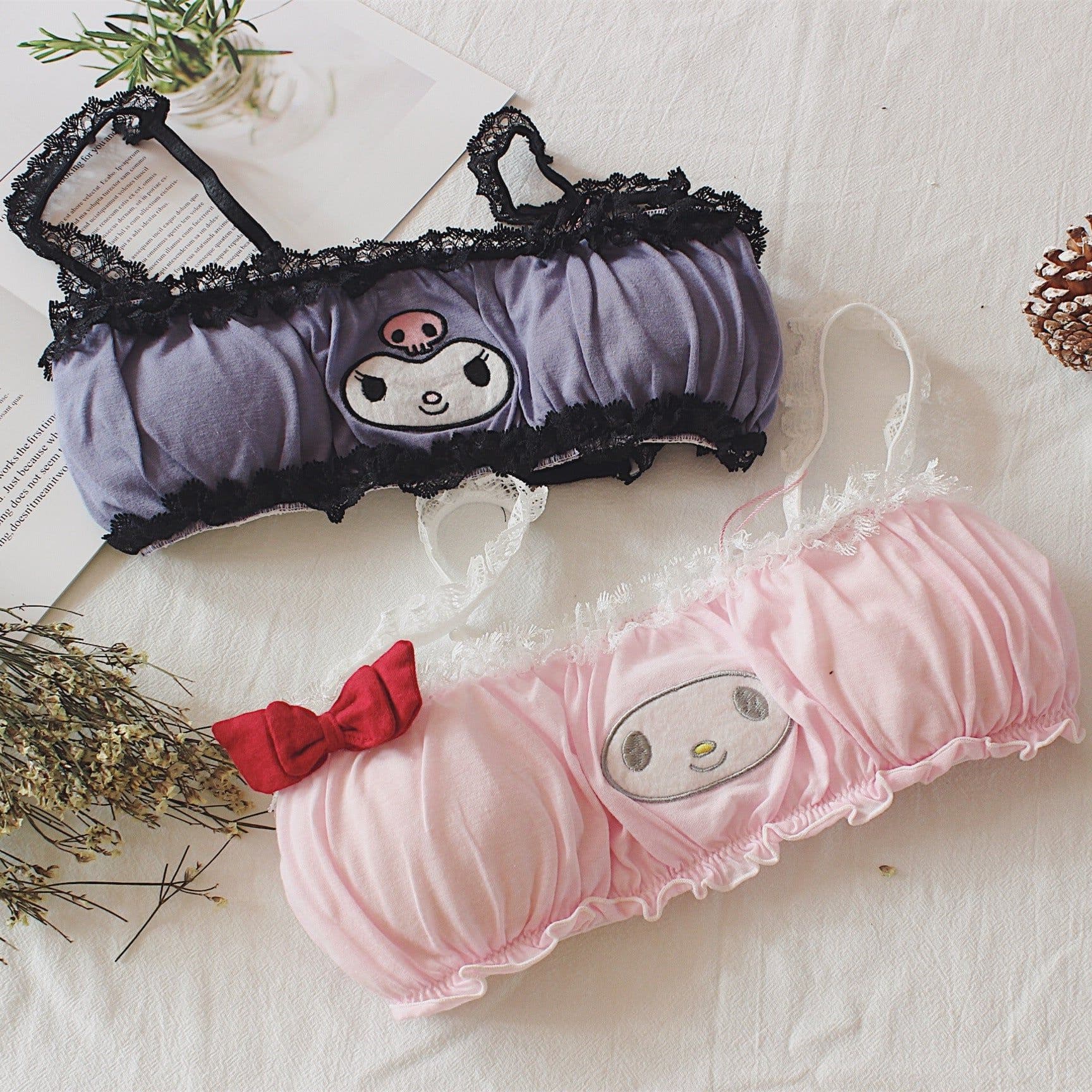 image-Purple Cotton Bandeau Bra Set, No Underwire, Girl