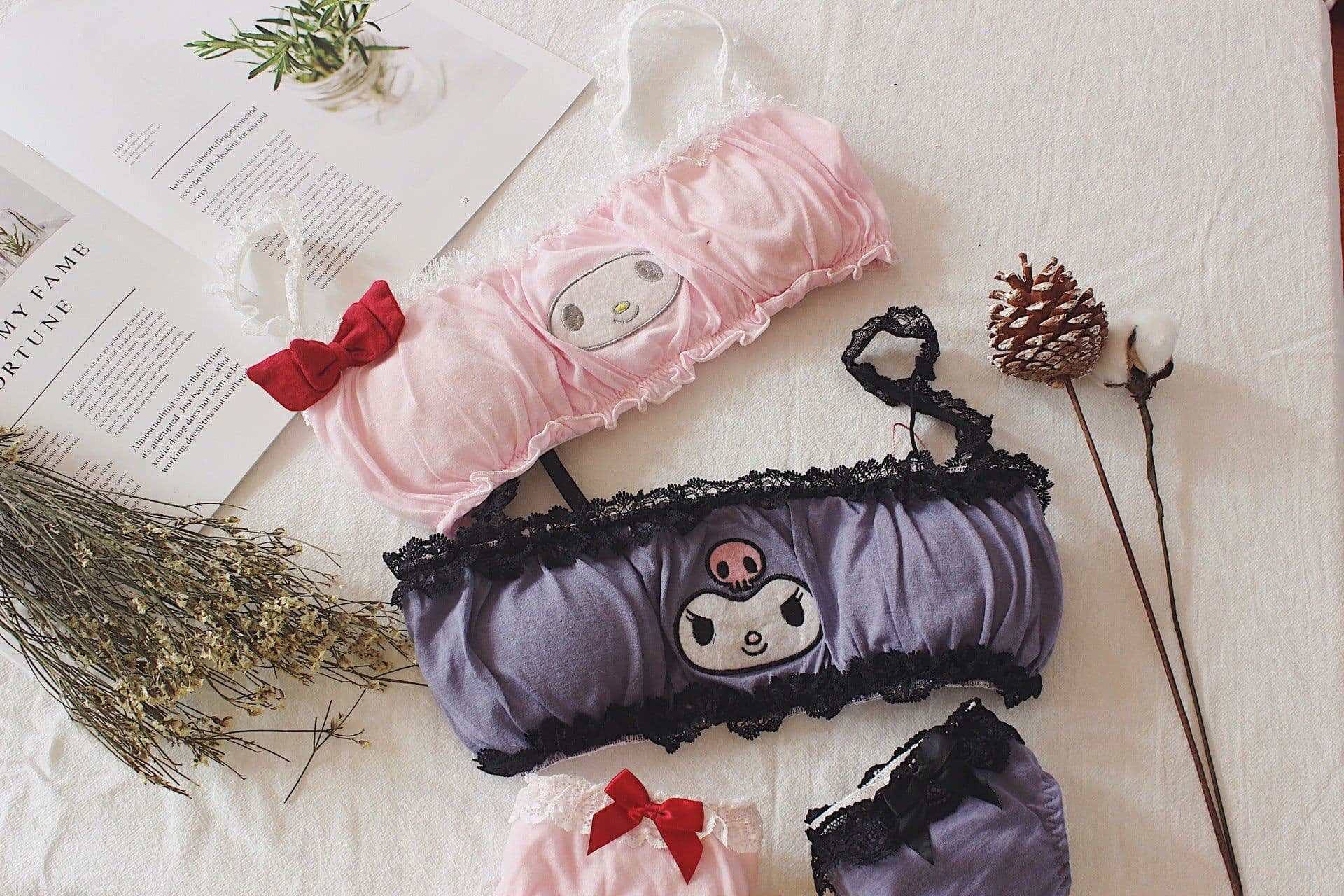 image-Purple Cotton Bandeau Bra Set, No Underwire, Girl