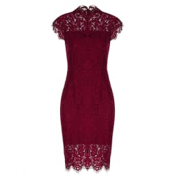 image-Women's Solid Color Lace Midi Dress Black XXL