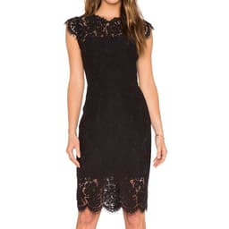 image-Women's Solid Color Lace Midi Dress Black XXL