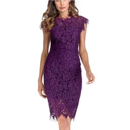 image-Women's Solid Color Lace Midi Dress Black XXL