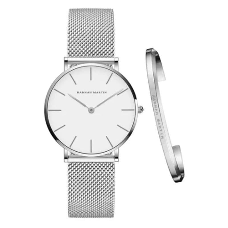 image-Japanese Quartz Mesh Strap Waterproof Watch 36mm Women's
