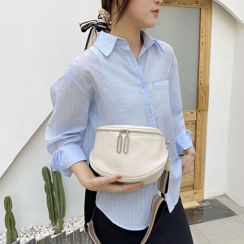 image-Genuine Leather Saddle Bag Crossbody Single Shoulder
