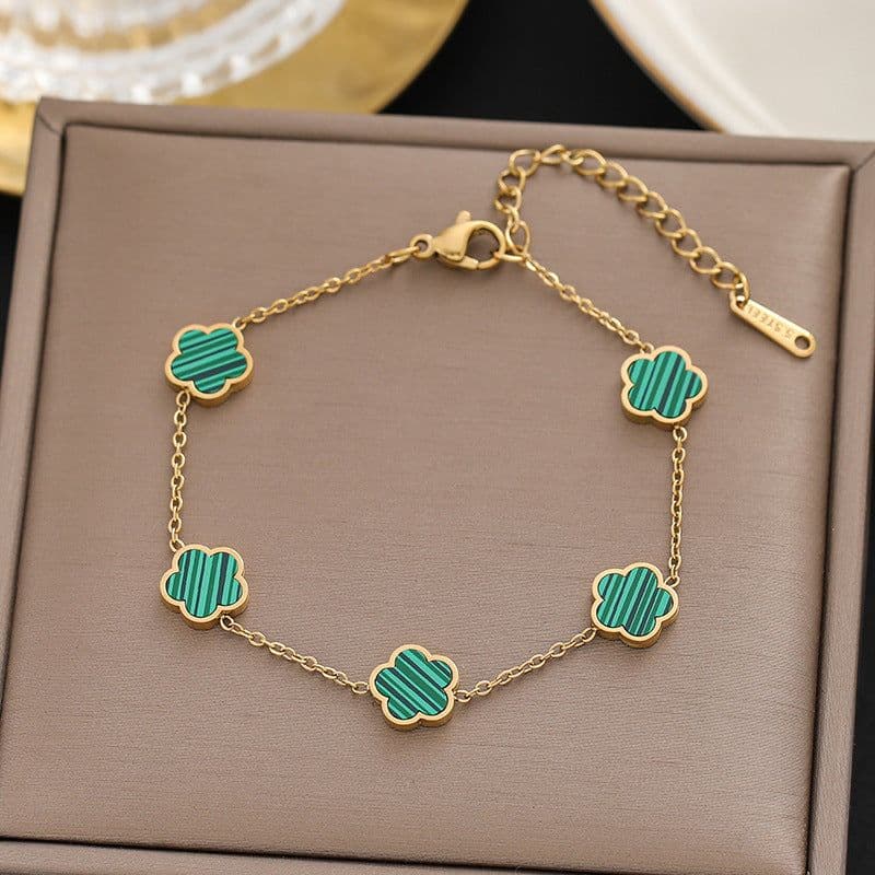 image-Shu Qiao Titanium Steel Flower Bracelet Women