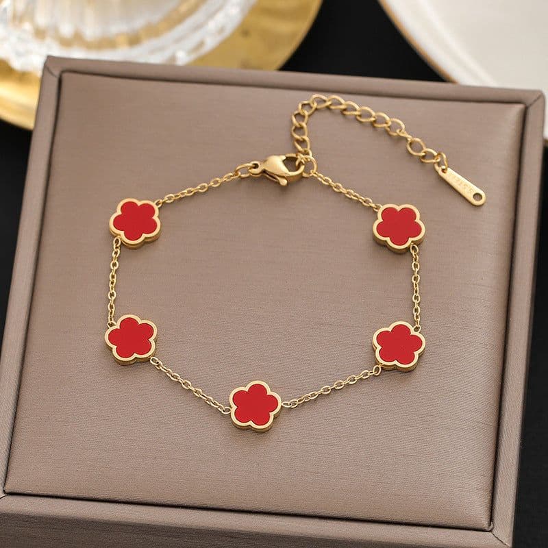 image-Shu Qiao Titanium Steel Flower Bracelet Women
