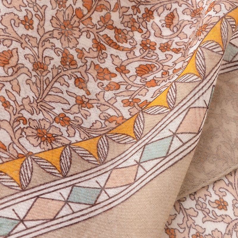image-Bali Plant Flower Scarf, Cotton Linen Voile, 180x80cm