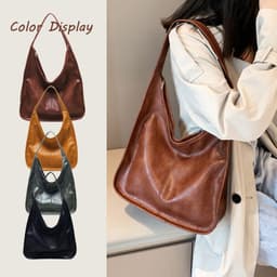 image-Retay Retro Textured PU Shoulder Bag Yellow