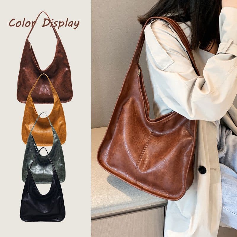 image-Retay Retro Textured PU Shoulder Bag Yellow