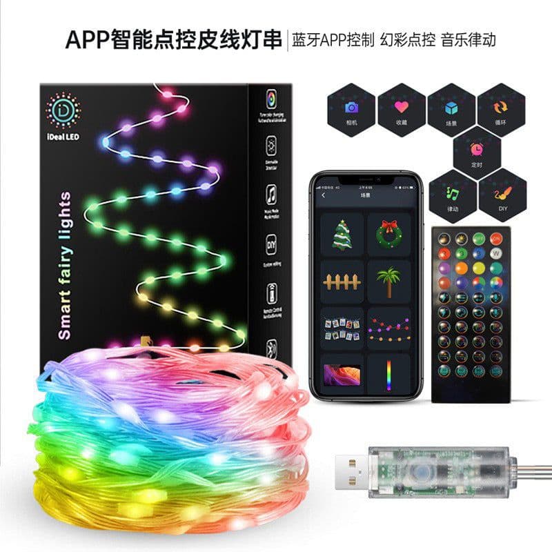 image-LED String Light RGB 10M APP Control Remote Voice