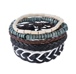 image-Leather Bracelet Men Multilayer Bead Bracelet Punk Wrap Bracelets for Women Vintage punk Men Jewelry