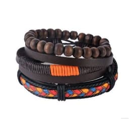 image-Leather Bracelet Men Multilayer Bead Bracelet Punk Wrap Bracelets for Women Vintage punk Men Jewelry