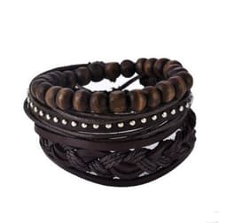 image-Leather Bracelet Men Multilayer Bead Bracelet Punk Wrap Bracelets for Women Vintage punk Men Jewelry