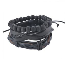 image-Leather Bracelet Men Multilayer Bead Bracelet Punk Wrap Bracelets for Women Vintage punk Men Jewelry