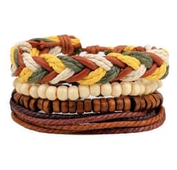 image-Leather Bracelet Men Multilayer Bead Bracelet Punk Wrap Bracelets for Women Vintage punk Men Jewelry