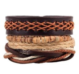 image-Leather Bracelet Men Multilayer Bead Bracelet Punk Wrap Bracelets for Women Vintage punk Men Jewelry