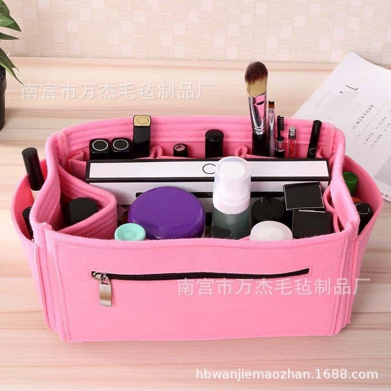 image-Felt Cosmetic Bag - Red 26x15x15cm Travel Storage