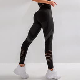 image-Hao Qian High Waist Yoga Pants - Blue Stretchy Leggings - Women's Fitness