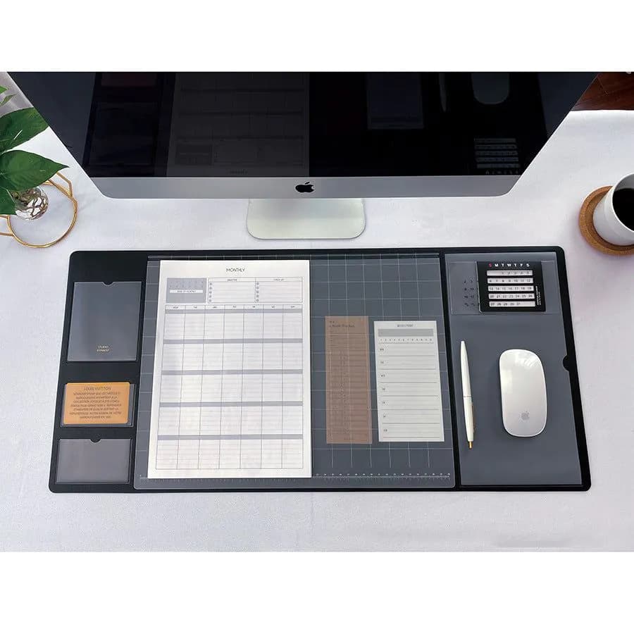 image-ins retro multifunctional business office home waterproof large computer desk mat pu mouse pad