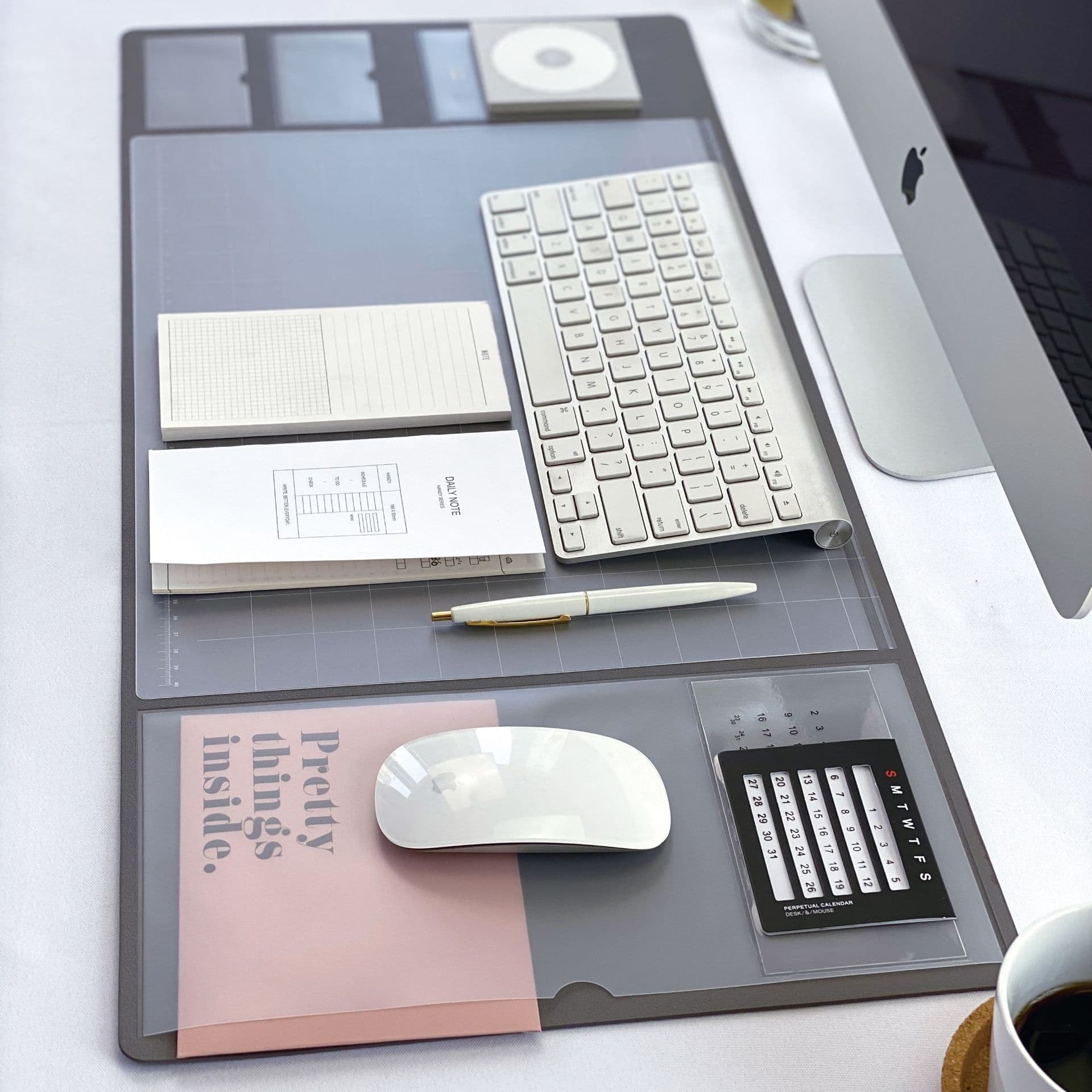 image-ins retro multifunctional business office home waterproof large computer desk mat pu mouse pad
