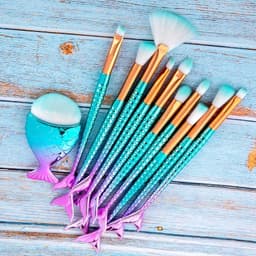 image-11pcs Makeup Brushes Kit Maquiagem Maquillaje New Mermaid Foundation Eyebrow Eyeliner Cosmetic Makeup Brushes