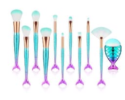 image-11pcs Makeup Brushes Kit Maquiagem Maquillaje New Mermaid Foundation Eyebrow Eyeliner Cosmetic Makeup Brushes