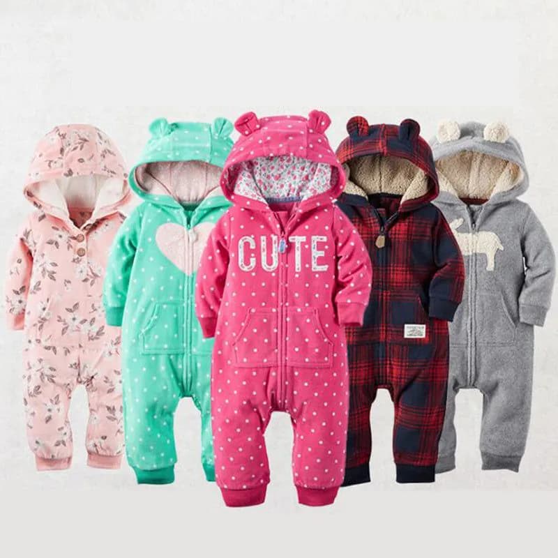 image-Long-sleeved fleece baby clothes romper