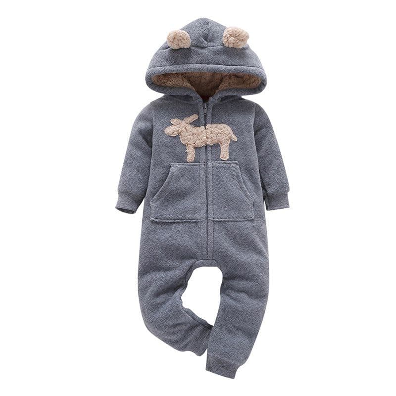 image-Long-sleeved fleece baby clothes romper
