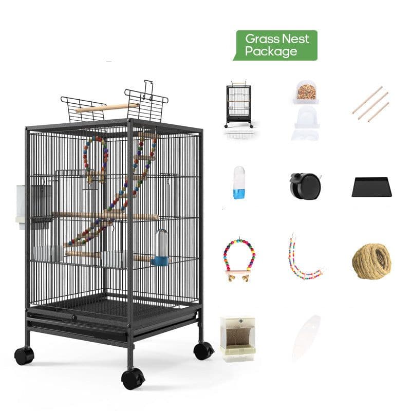 image-Parrot Xuanfeng Bird Cage With Feeder Toy Grass Nest Breeding Box