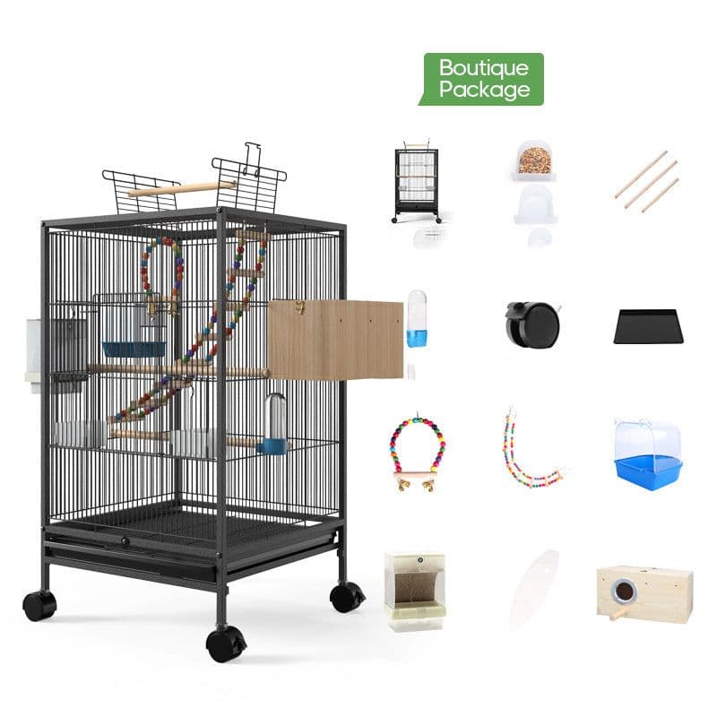 image-Parrot Xuanfeng Bird Cage With Feeder Toy Grass Nest Breeding Box