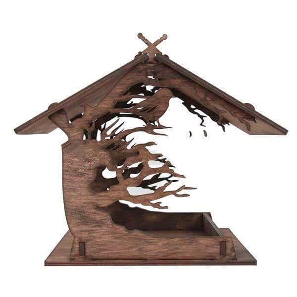 image-Wooden Home Garden Outdoor Bird Feeder Garden Pendant Decoration Feeder