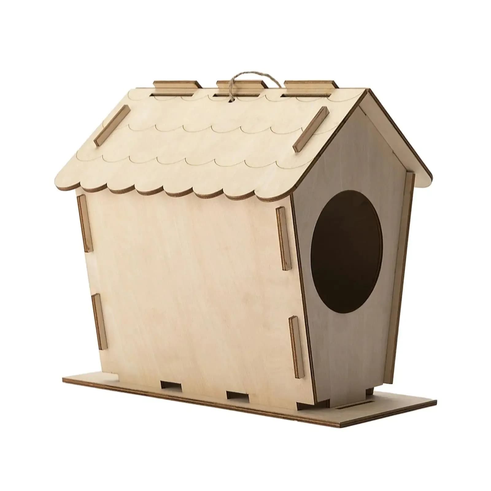 image-DIY Bird House Yard Gift Shelter Outdoor Unfinished Bird Nest Wooden Nesting Box